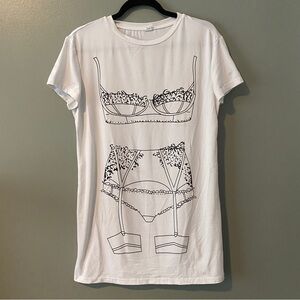 White Graphic Pajama T-Shirt